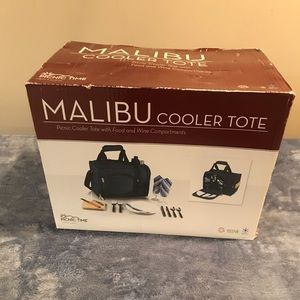 Picnic Time Malibu Cooler Tote w/Food and Wine Compartments Navy New In Box